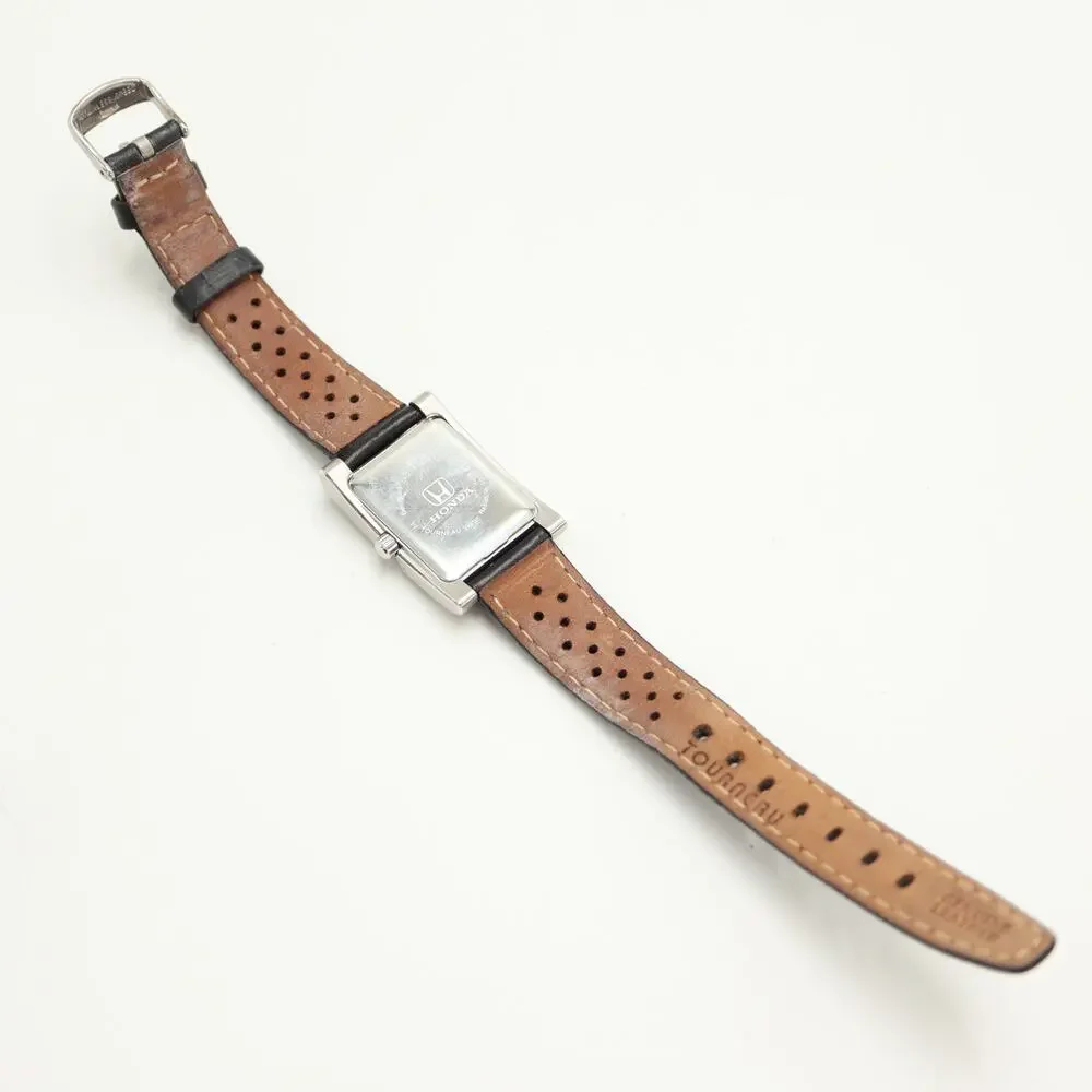 Tourneau Honda Silver Tone Tank Watch 24mm Unisex Black Leather w New Battery